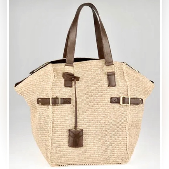 🥳!! Yves Saint Laurent Raffia and Leather Brown Tote. - Picture 1 of 9